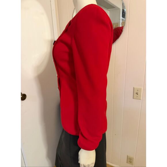 Vintage Talbots Red Rimini asymmetrical Front Blazer 8 - Picture 3 of 7